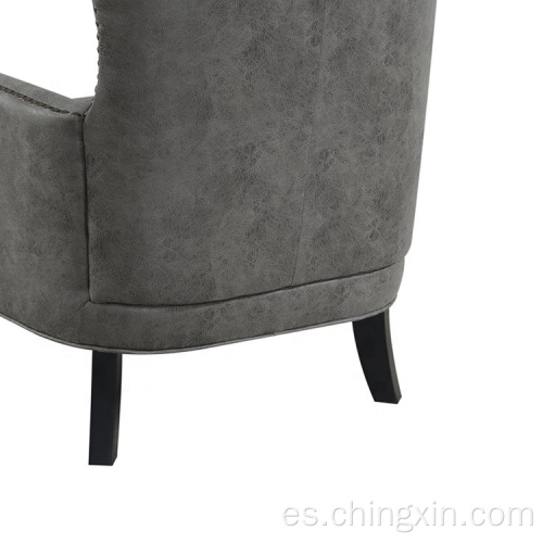 Cabeza de uñas Sillón de acento armado de PU gris oscuro